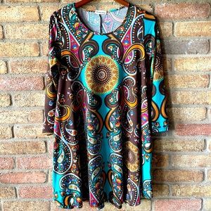 Southern Stitch long sleeve paisley sheath dress